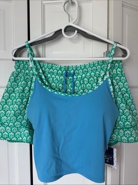 Roller Rabbit Blue Tank with Green Patterned Skirt Set